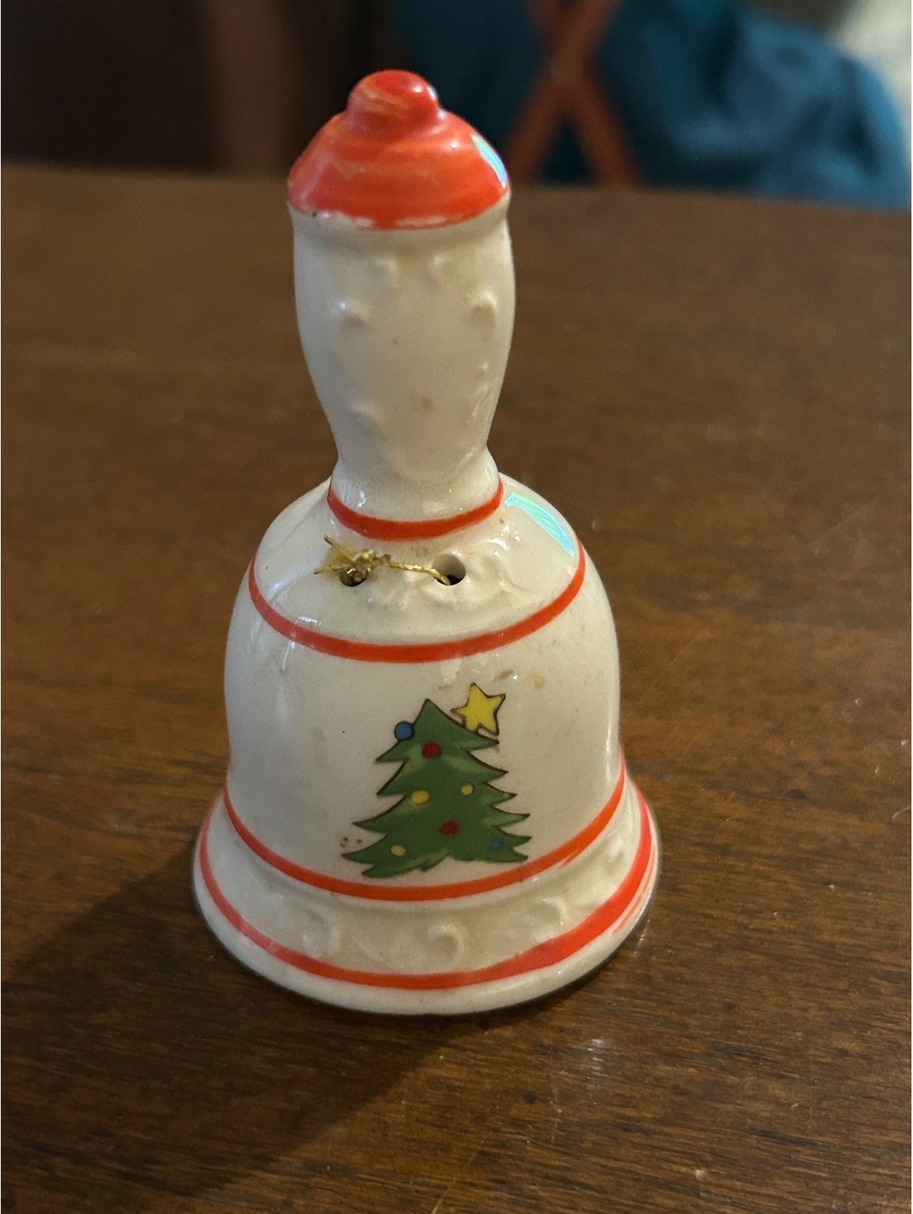 Vintage Ceramic Christmas Tree Bell Ornament